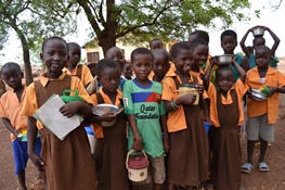 Ghanaian children waiting for lunch